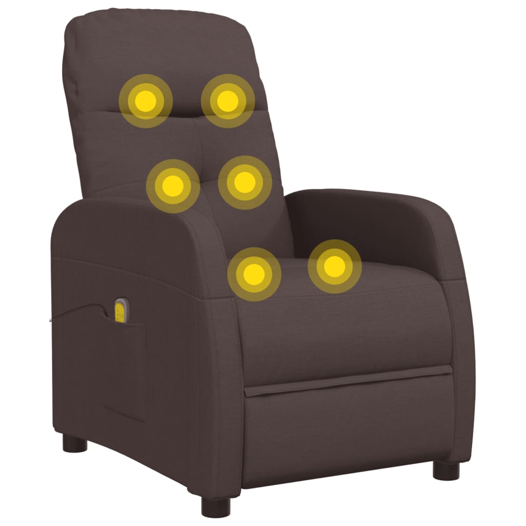 vidaXL Massage Chair Dark Brown Fabric