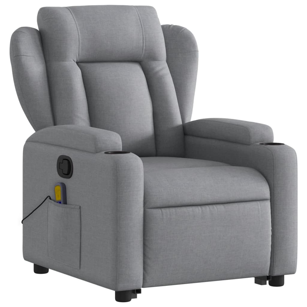vidaXL Stand up Massage Recliner Chair Light Gray Fabric