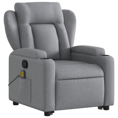 vidaXL Stand up Massage Recliner Chair Light Gray Fabric