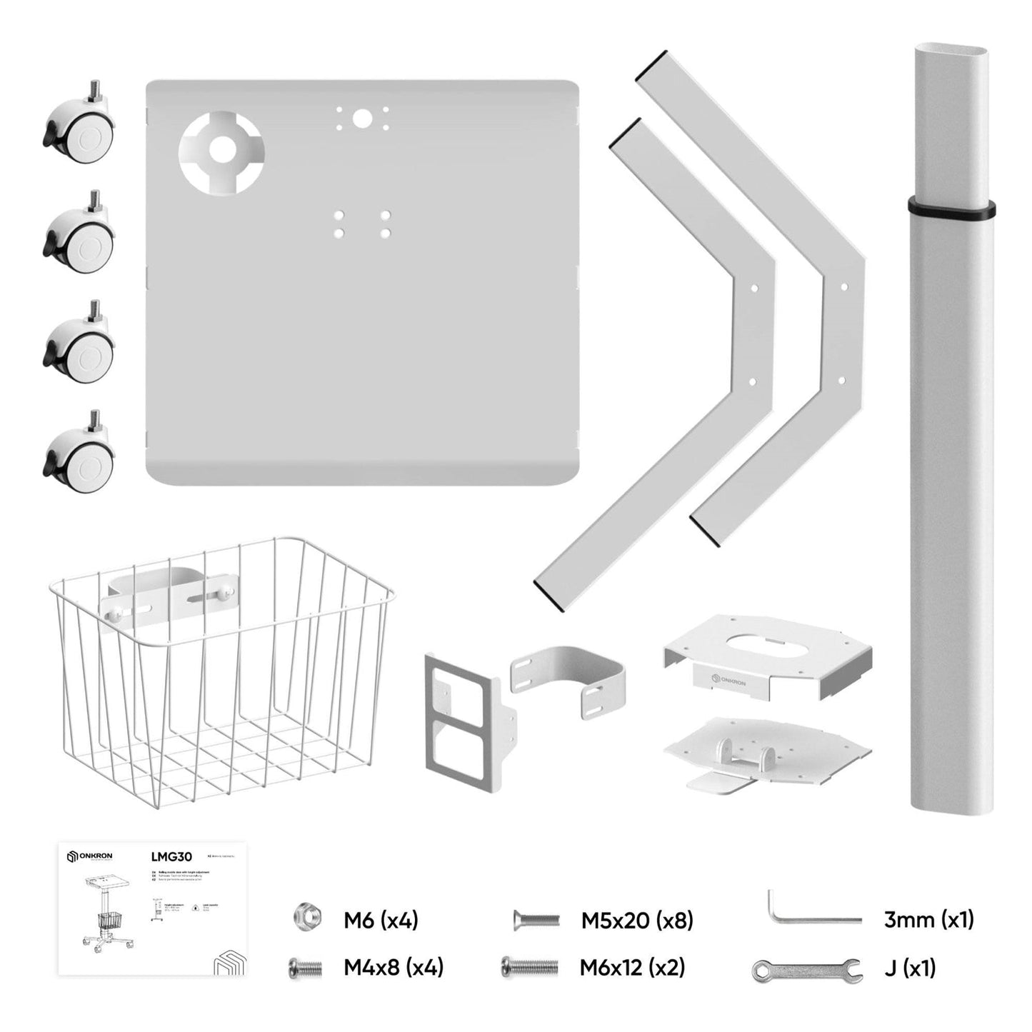 Hospital Style White Mobile Stand-Up Computer Desk Portable Workstation
